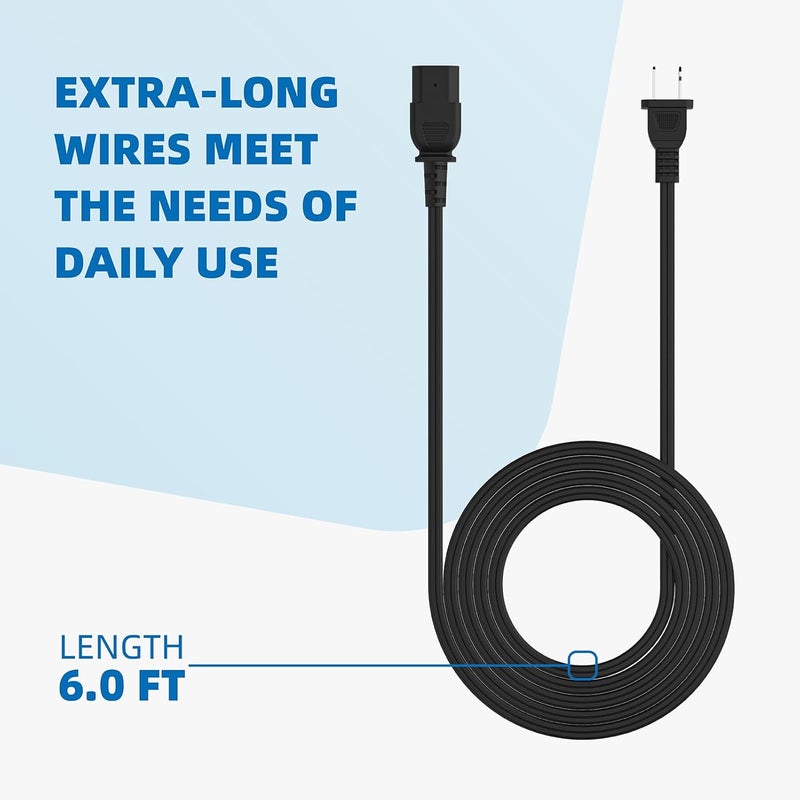 Xinxinlin 6 ft 2-Pin Pot Power Cord Compatible with 6 Quart Crock-Pot Express Multi Cooker SCCPPC600-V1, for Instant Pot, Rice Cooker Crock Pot Power Cord - Image 2